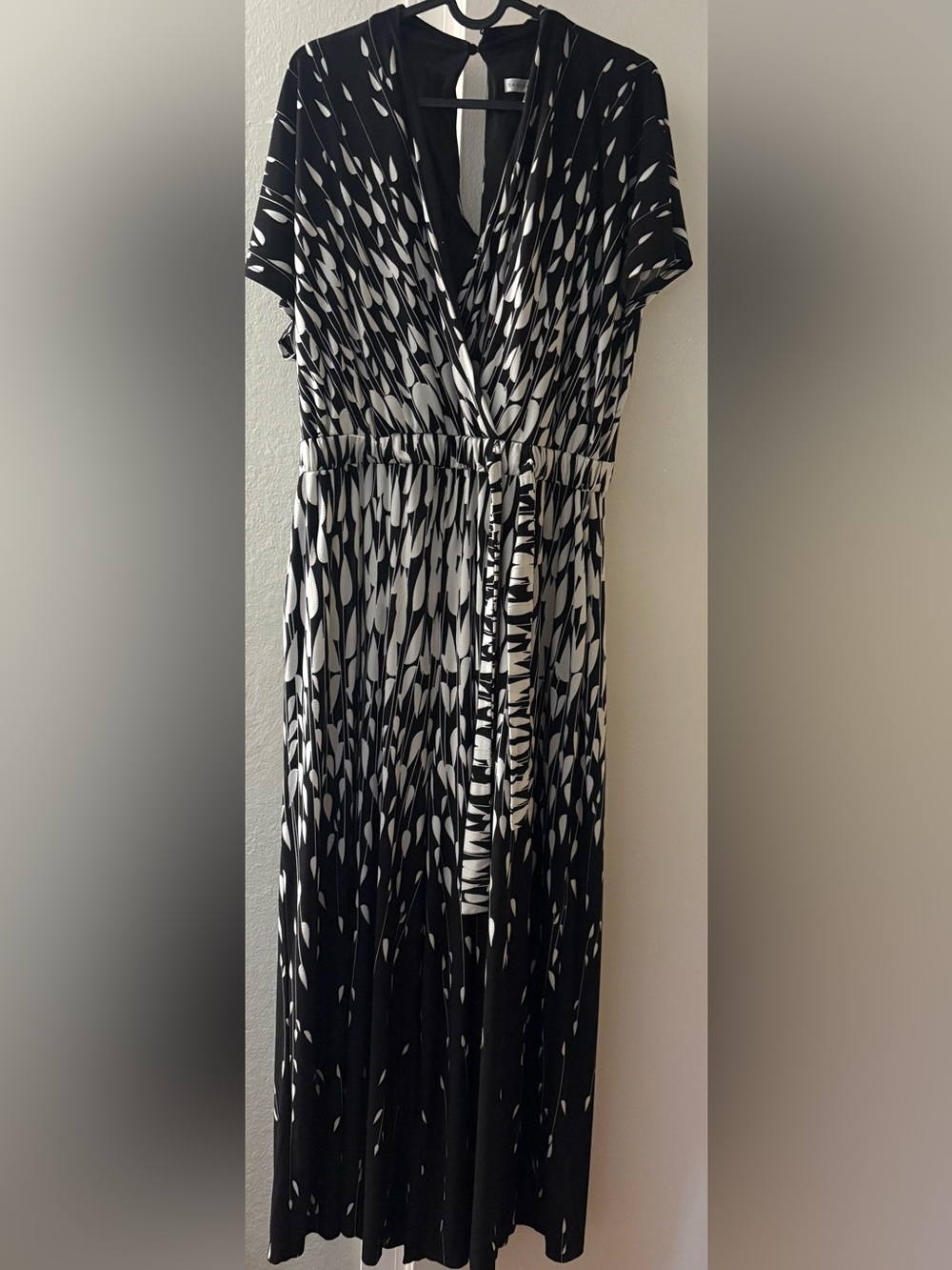 Sandra Darren Black and White Printed Maxi Dress
